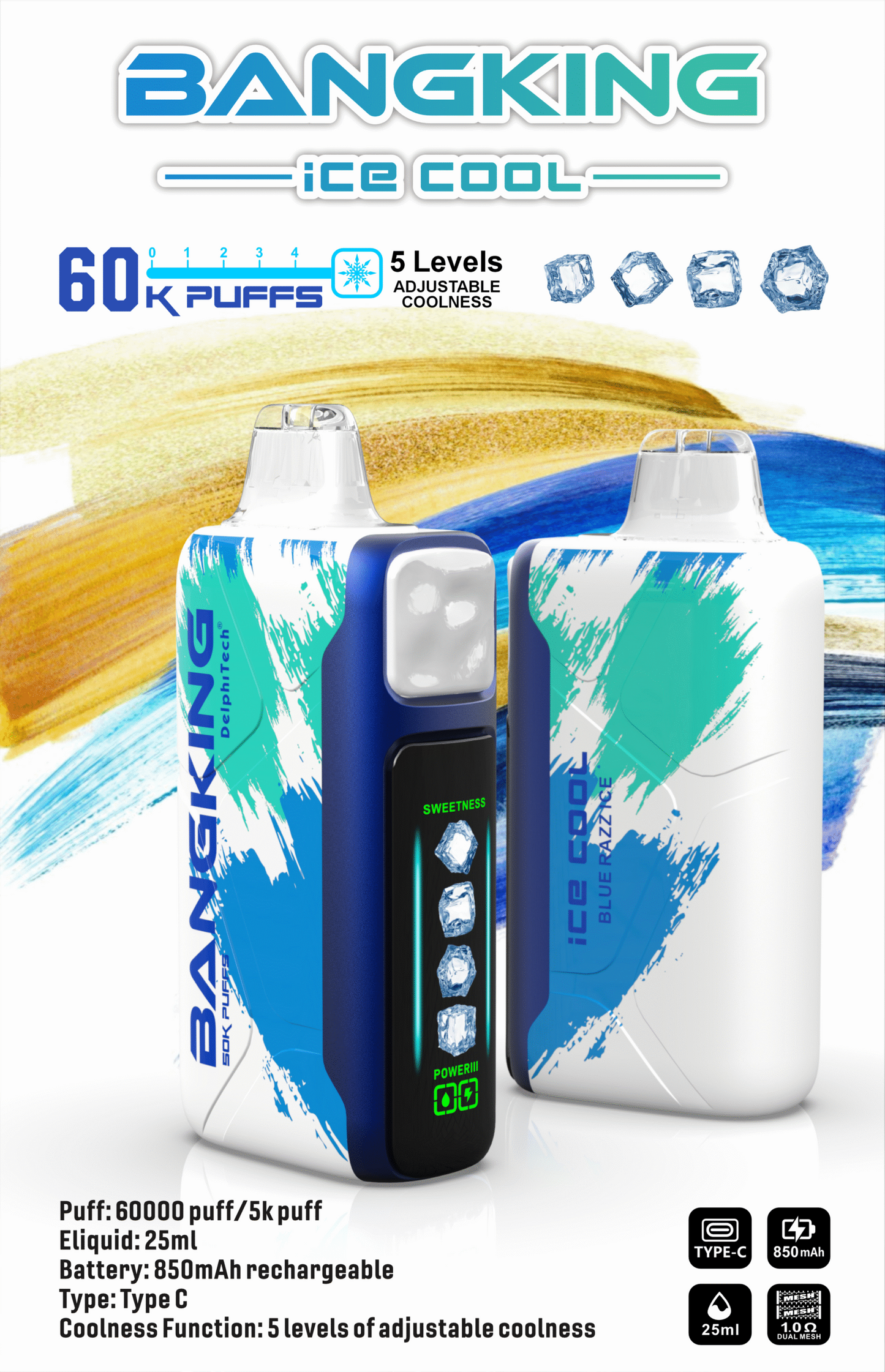 Bang king 60000口-5檔可調冰度 一次性拋棄式/一次性電子煙-新品上市